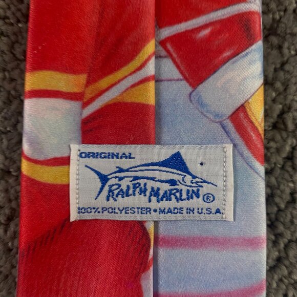 Vintage 90s Calgary Flames Necktie Ralph Marlin Neck Tie Made in USA Hockey NHL - Picture 4 of 7